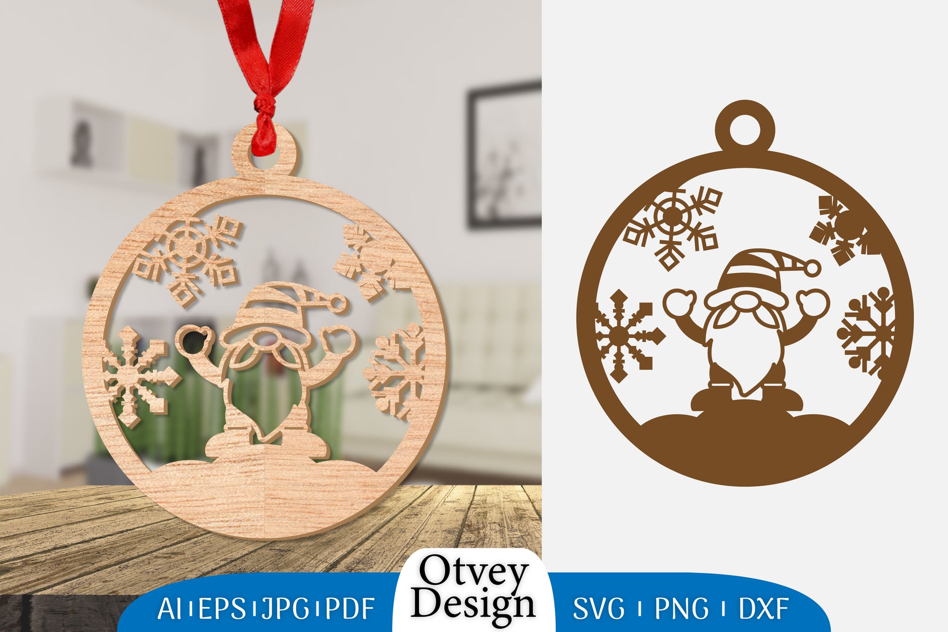 Christmas Gnome Ornament Lasercut SVG Bundle 8 - CraftNest - Digital Crafting and Art