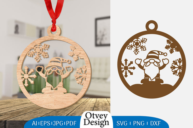 Christmas Gnome Ornament Lasercut SVG Bundle 8 - CraftNest - Digital Crafting and Art
