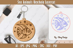Keychain Sea Animals Laser Cut SVG Bundle 18 - CraftNest - Digital Crafting and Art