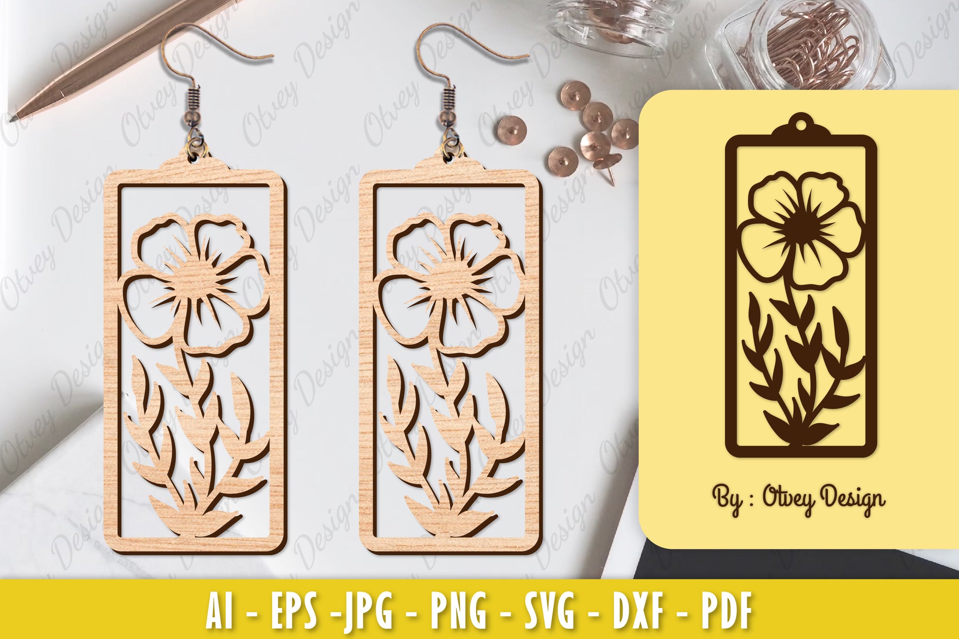 Flower Earring Laser Cut SVG Bundle 124 - CraftNest - Digital Crafting and Art