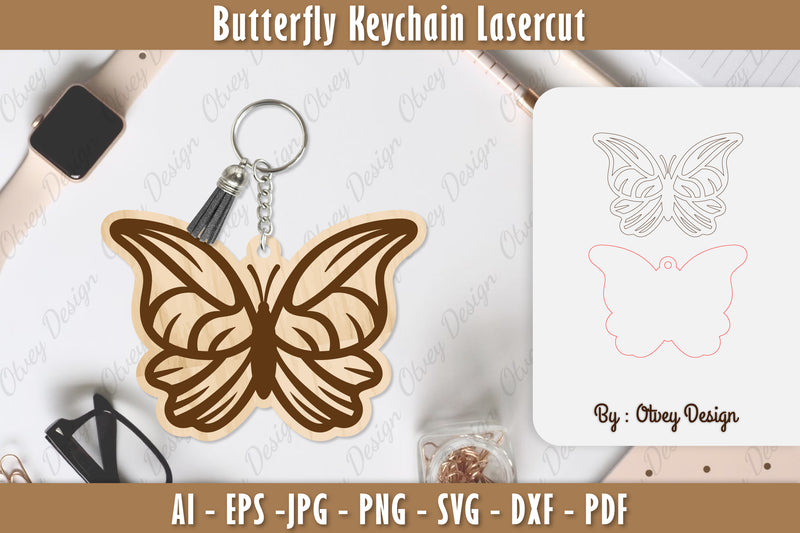 Butterfly Keychain Lasercut SVG Bundle 26 - CraftNest - Digital Crafting and Art