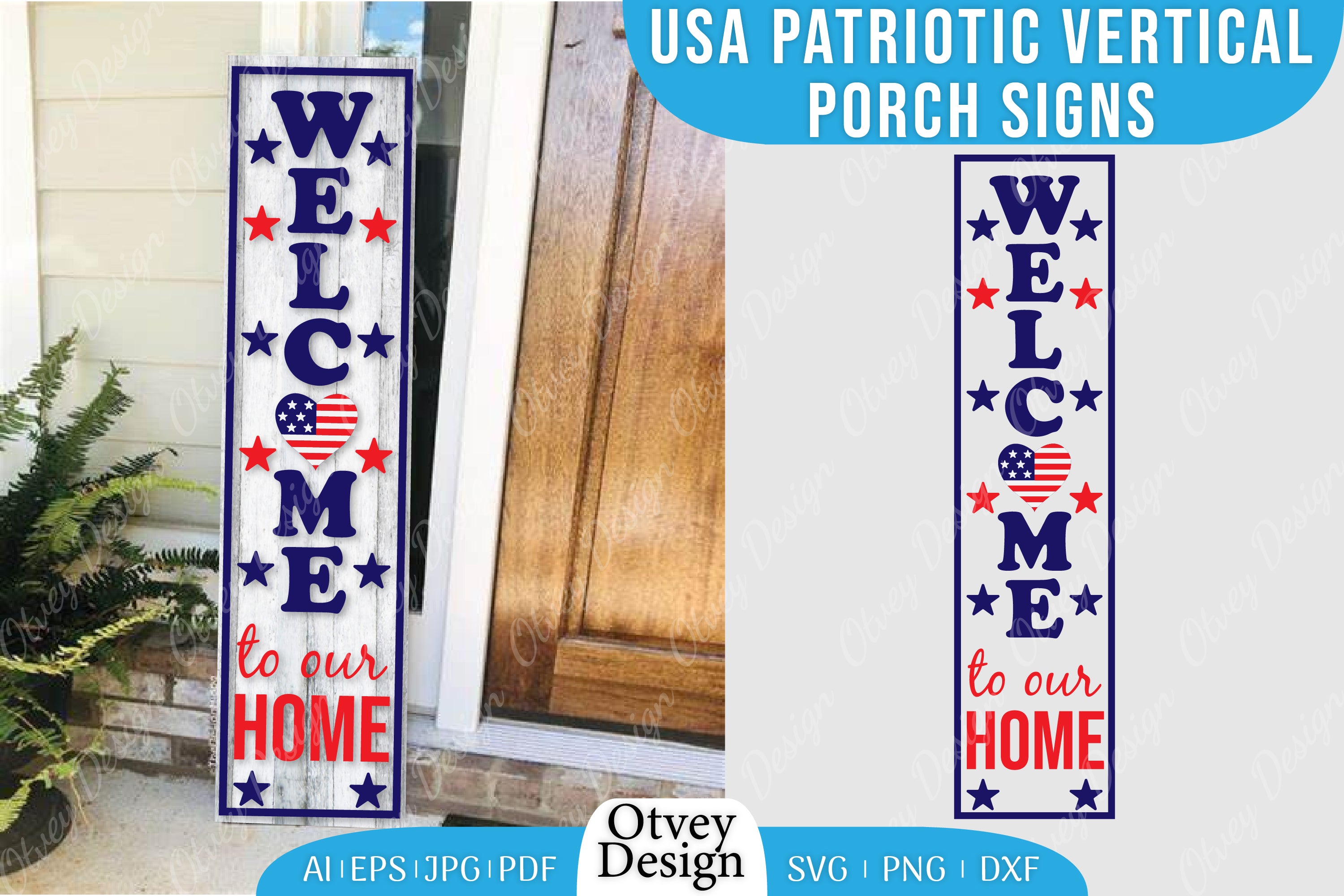 USA Patriotic Vertical Porch Signs SVG Bundle 14 - CraftNest - Digital Crafting and Art