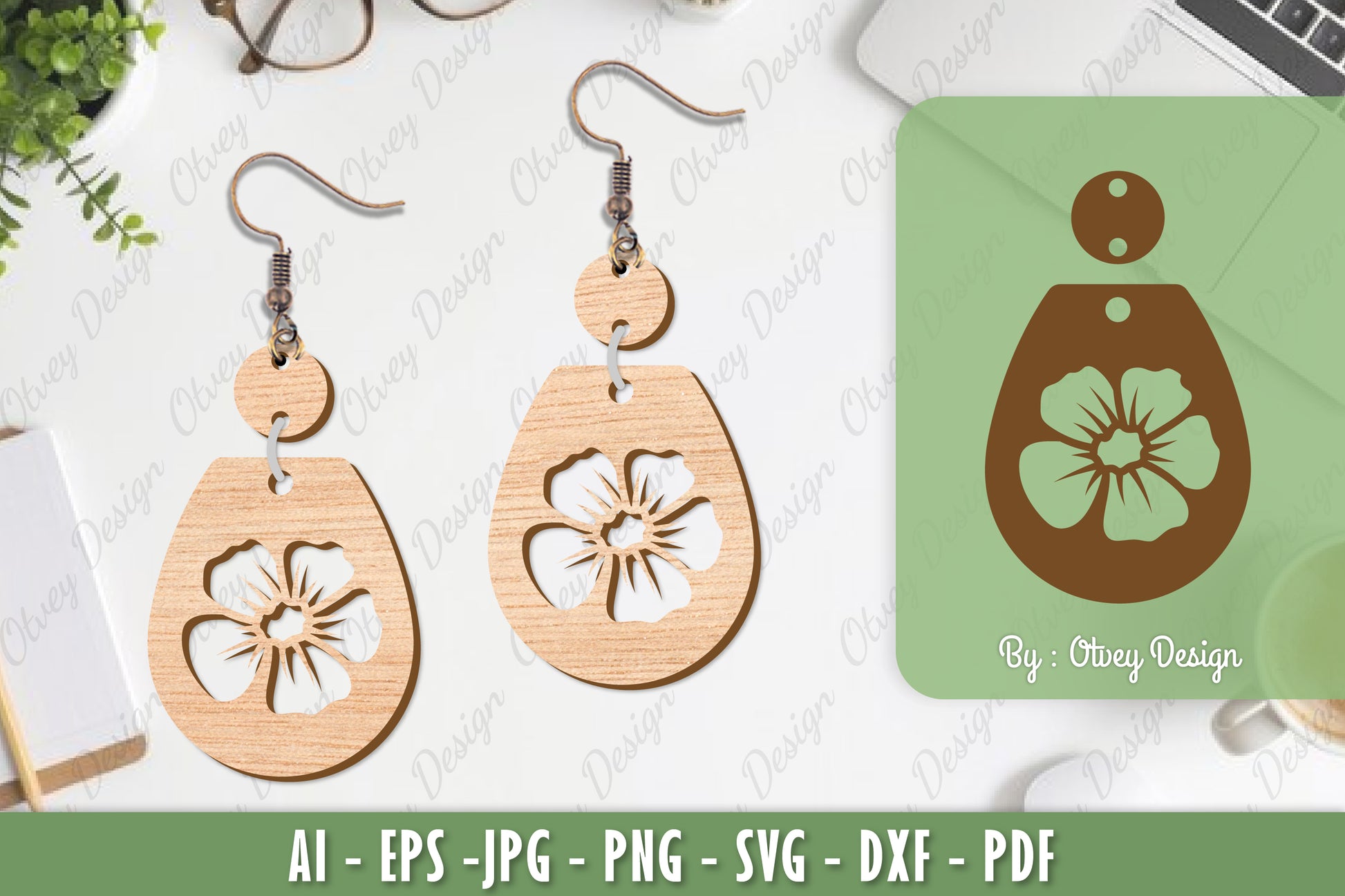 Flower Earrings Laser Cut SVG Bundle 64 - CraftNest - Digital Crafting and Art