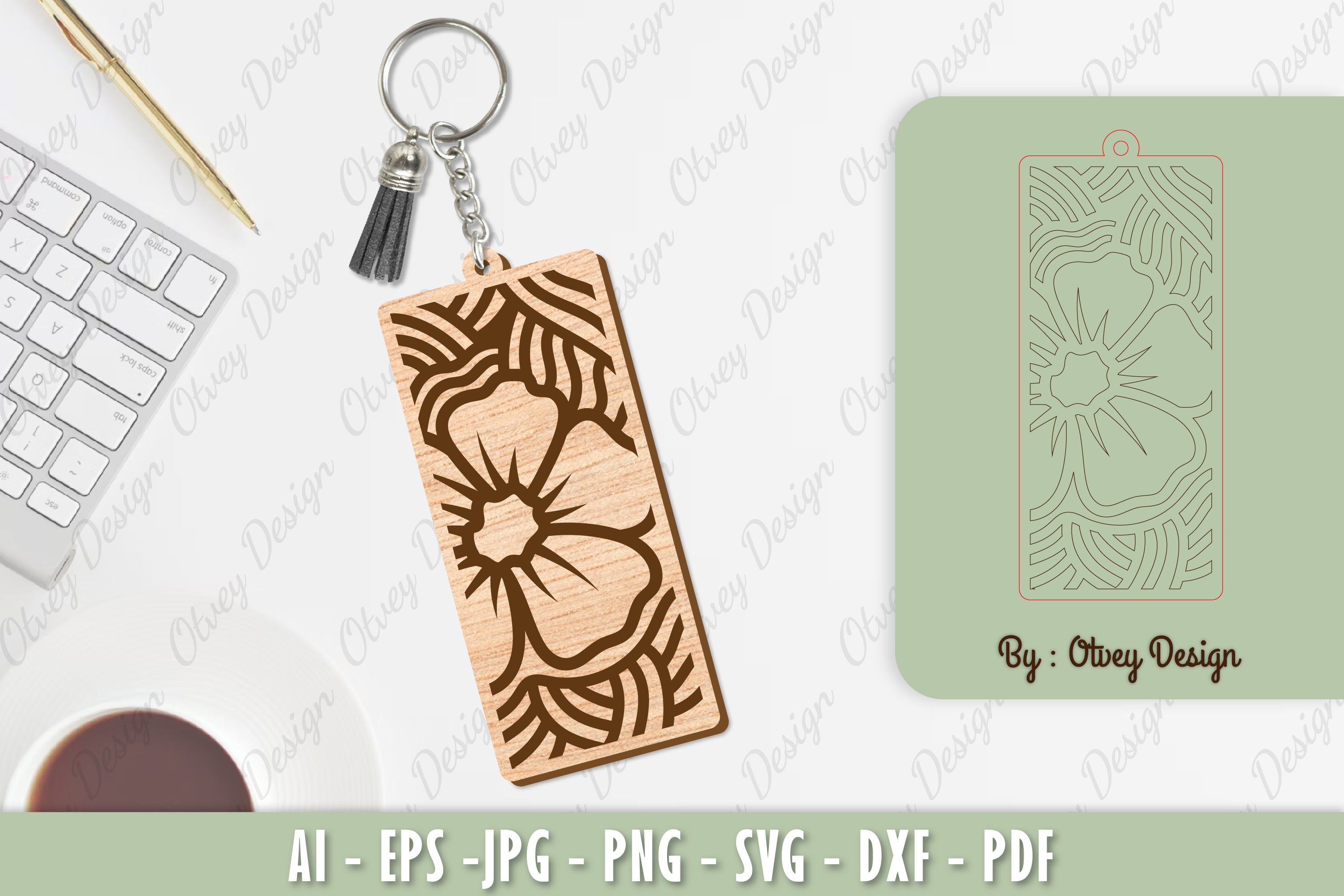 Flower Keychain Laser Cut SVG Bundle 4 - CraftNest - Digital Crafting and Art
