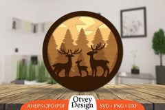 Christmas Deer 3D Layered Lasercut SVG Bundle 1 - CraftNest - Digital Crafting and Art