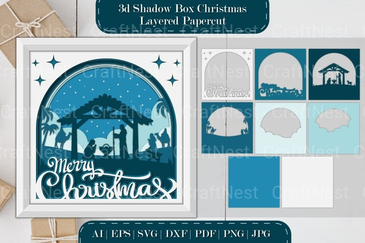 Shadow Nativity Scene Layered Papercut D SVG