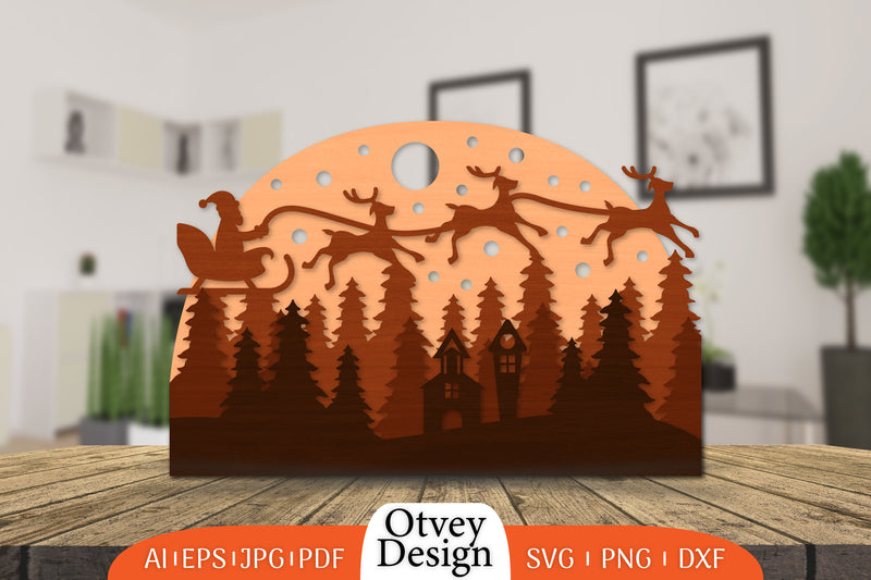 Christmas Santa Sleigh Layered Lasercut SVG Bundle 3 - CraftNest - Digital Crafting and Art