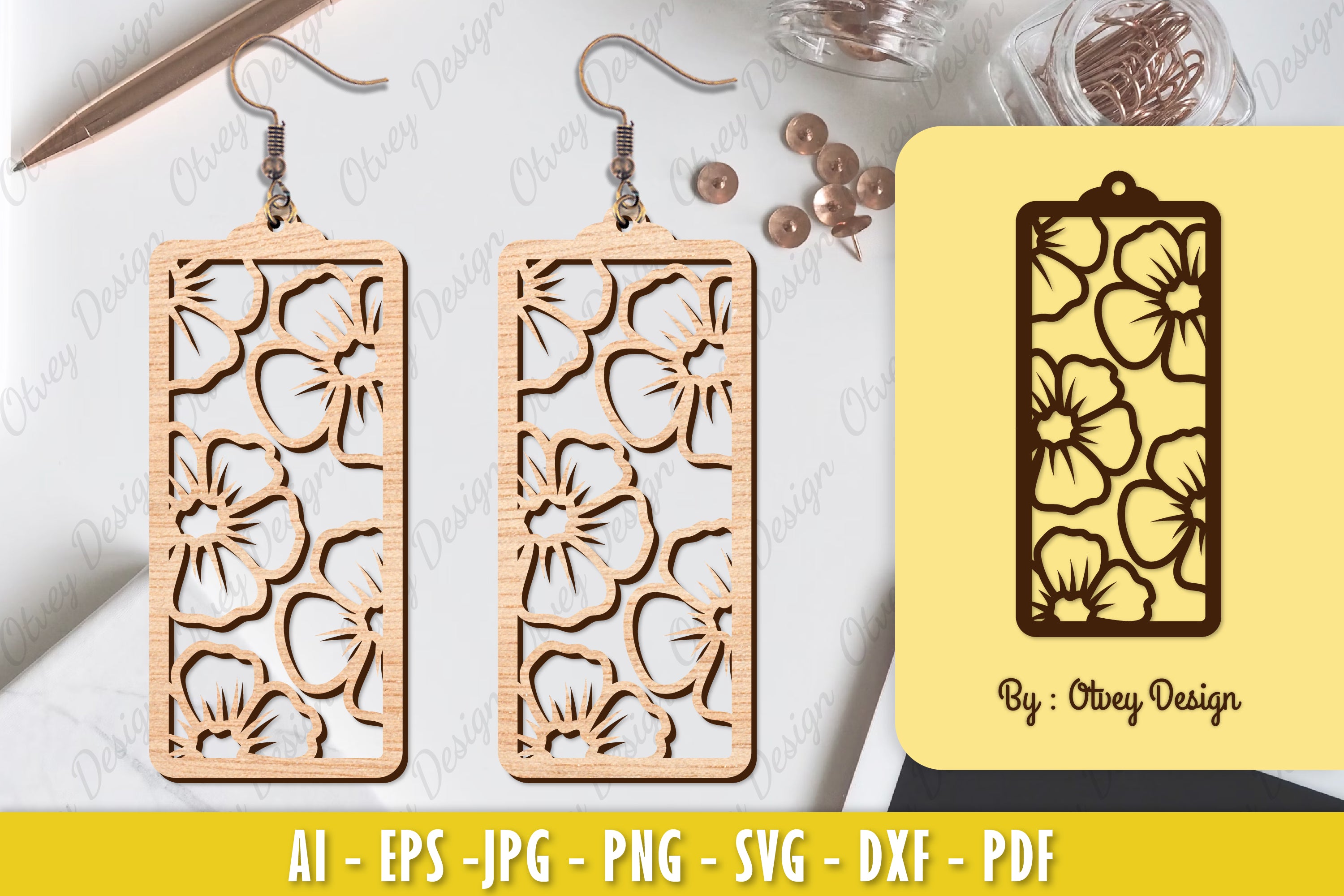 Flower Earring Laser Cut SVG Bundle 114 - CraftNest - Digital Crafting and Art
