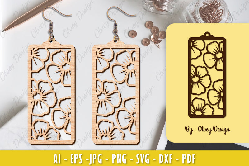 Flower Earring Laser Cut SVG Bundle 114 - CraftNest - Digital Crafting and Art