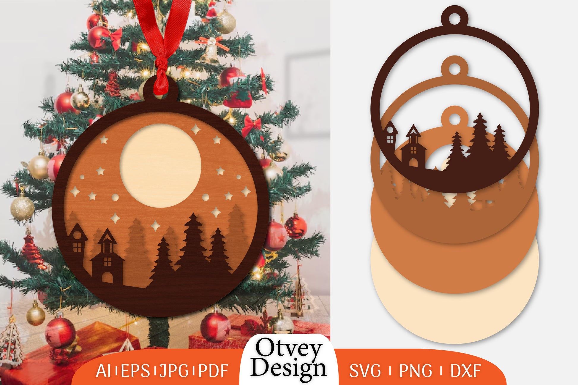 Christmas Scene Ornament Lasercut SVG Bundle 3 - CraftNest - Digital Crafting and Art