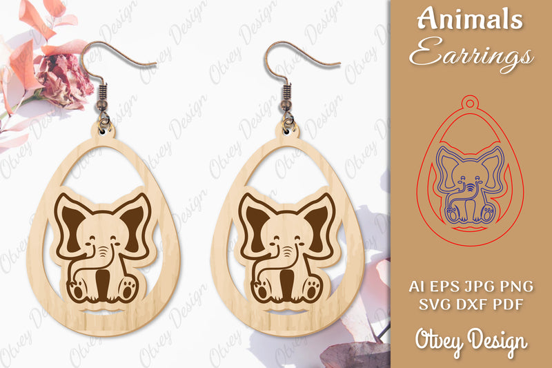 Elephant Earrings Lasercut SVG Bundle - CraftNest - Digital Crafting and Art