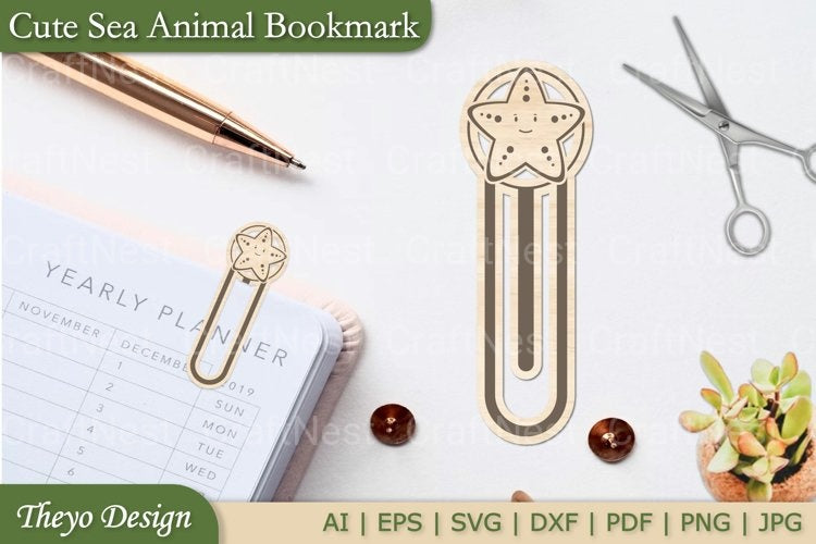 Cute Sea Animal Bookmark SVG