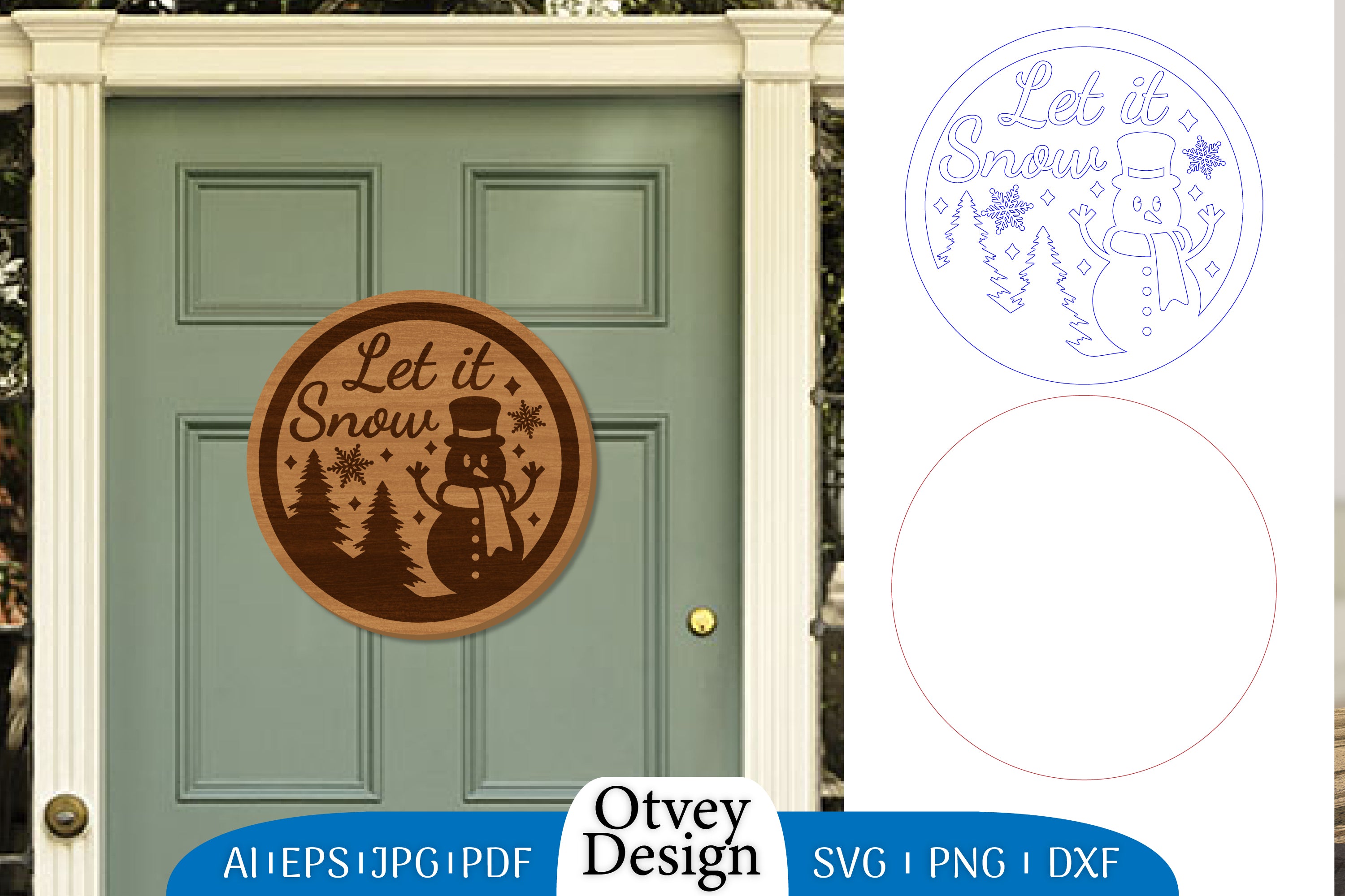 Snowman Round Door Ornament Lasercut SVG Bundle 4 - CraftNest - Digital Crafting and Art