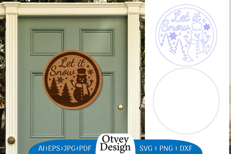 Snowman Round Door Ornament Lasercut SVG Bundle 4 - CraftNest - Digital Crafting and Art