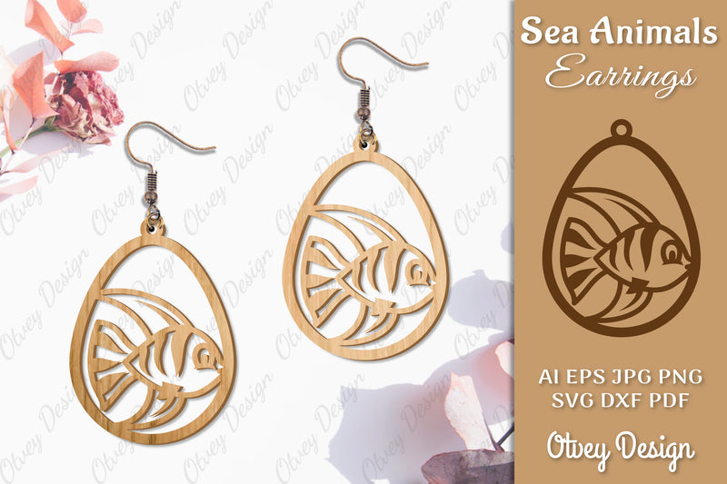 Sea Animals Earrings Laser Cut SVG Bundle 48 - CraftNest - Digital Crafting and Art