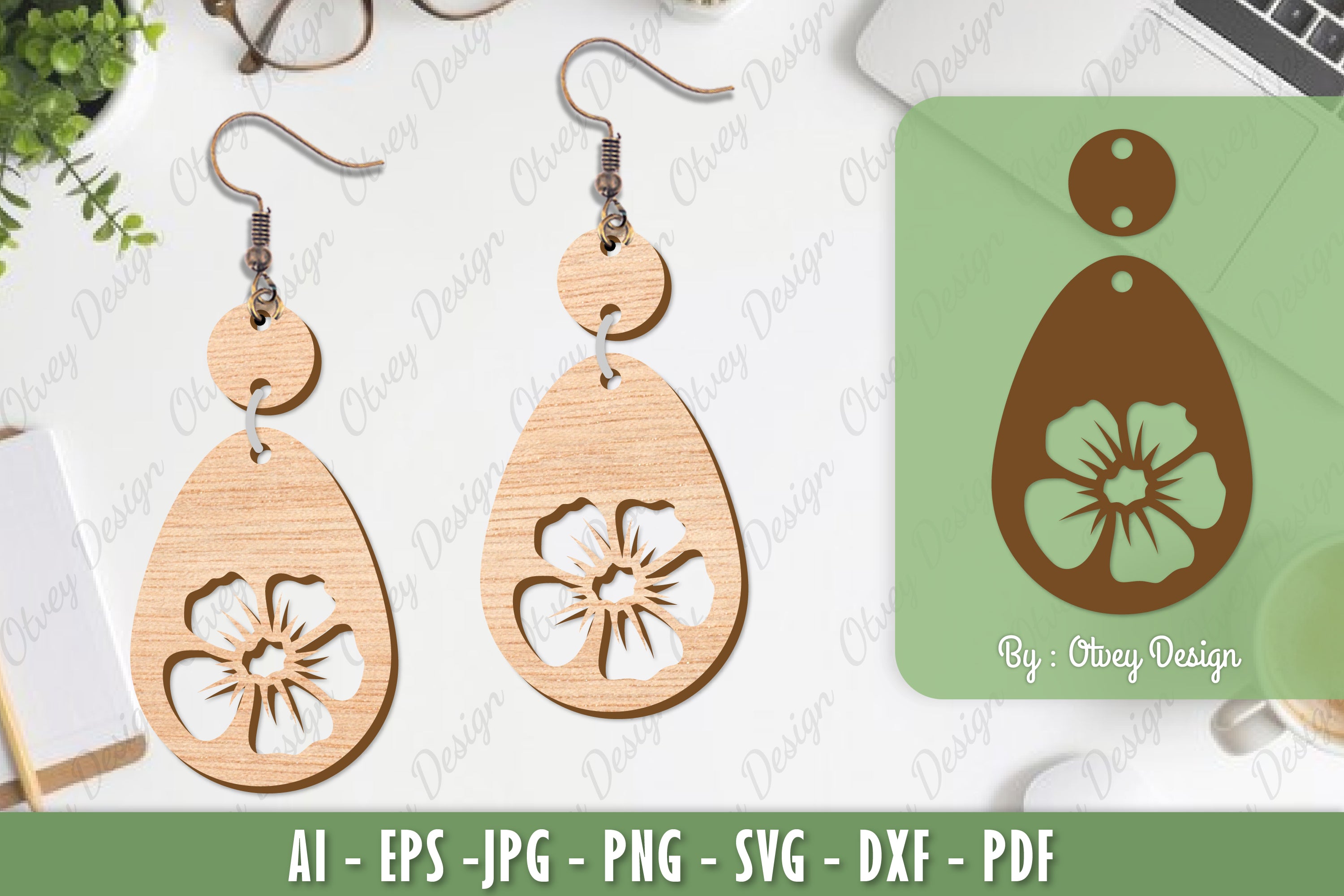 Flower Earrings Laser Cut SVG Bundle 24 - CraftNest - Digital Crafting and Art