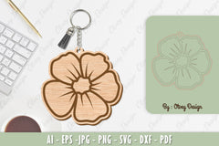 Flower Keychain Laser Cut SVG Bundle 34 - CraftNest - Digital Crafting and Art