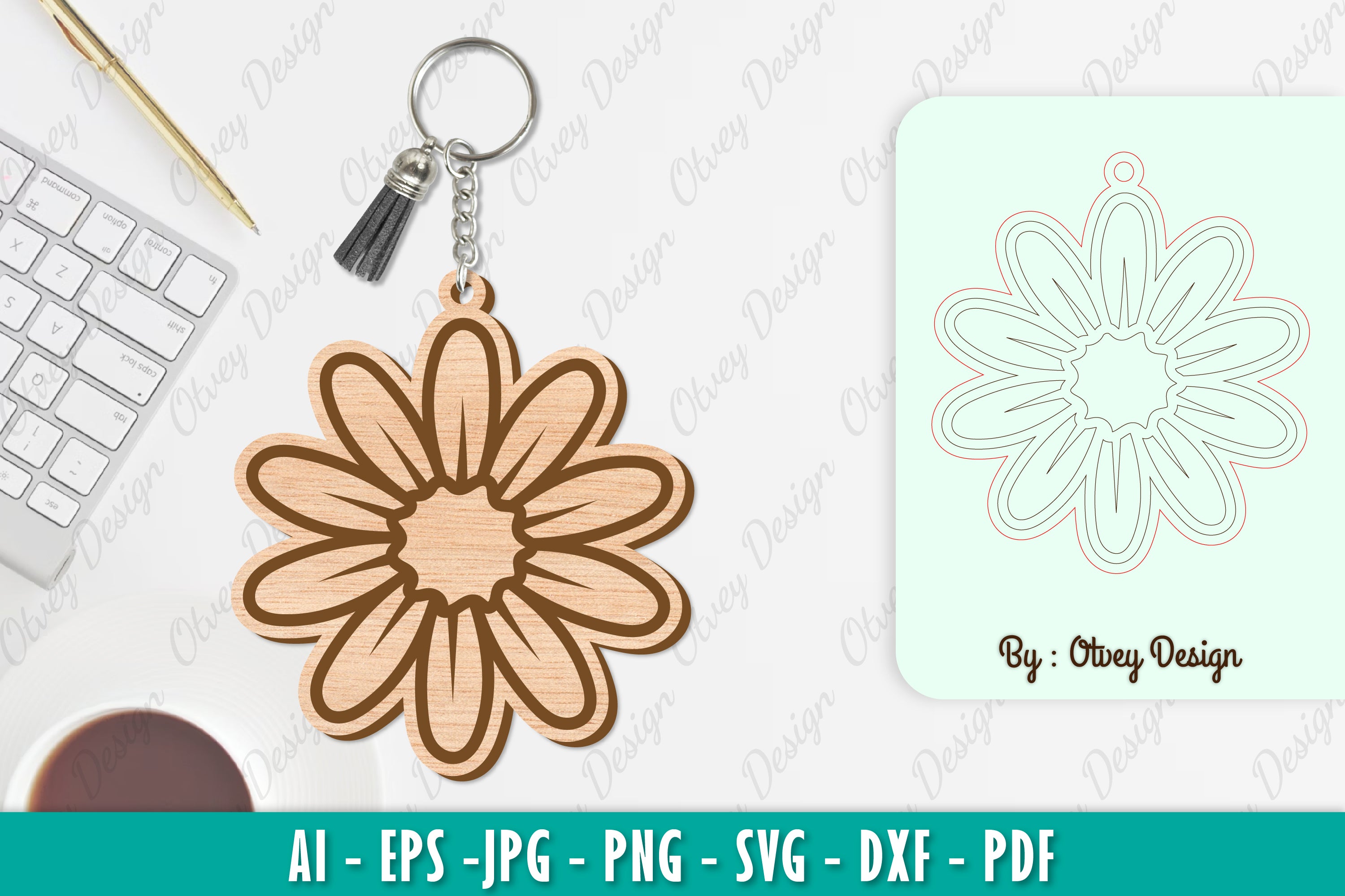 Flower Keychain SVG Bundle 18 - CraftNest - Digital Crafting and Art