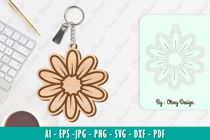 Flower Keychain SVG Bundle 18 - CraftNest - Digital Crafting and Art