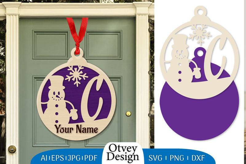 Snowman Name Laser Cut Files Christmas Ball SVG Bundle 8 - CraftNest - Digital Crafting and Art