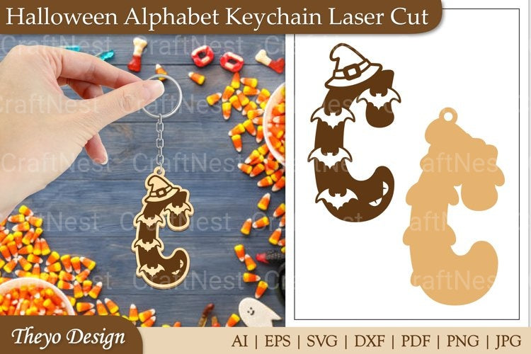 Halloween Keychain Alphabet SVG
