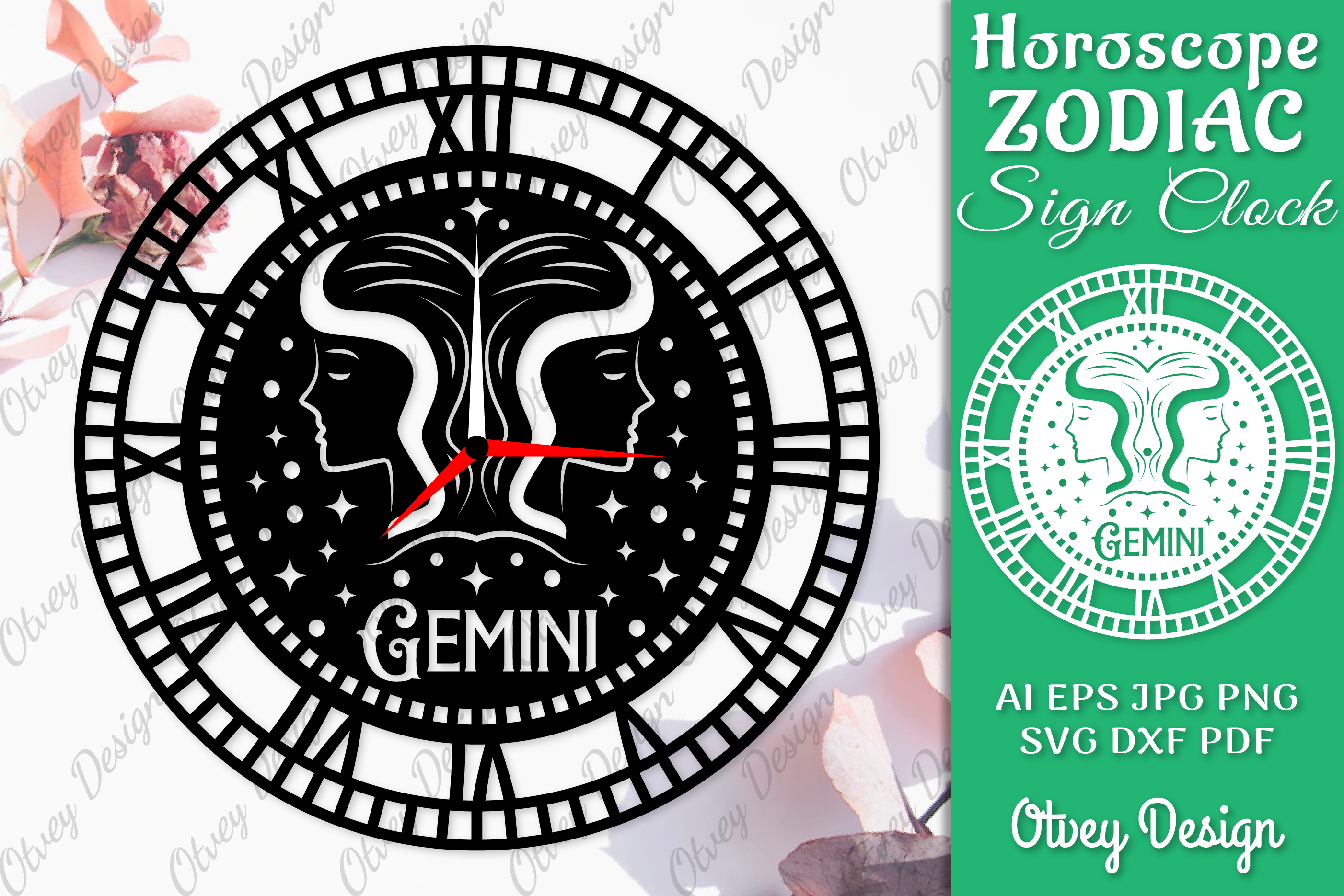 Horoscope Zodiac Sign Laser Cut Clock Template SVG Bundle 5 - CraftNest - Digital Crafting and Art