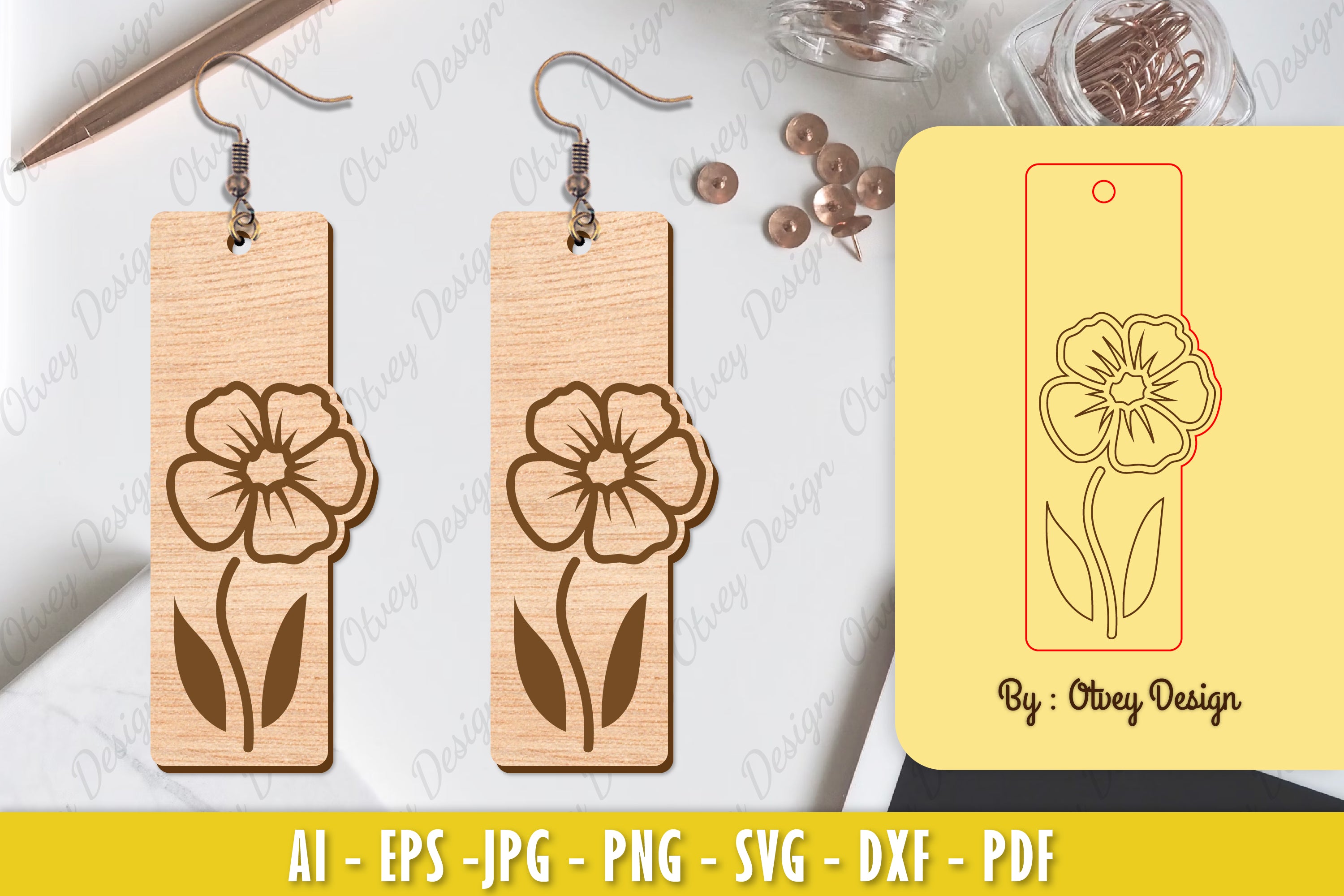 Flower Earring Laser Cut SVG Bundle 144 - CraftNest - Digital Crafting and Art