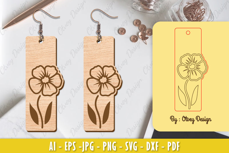 Flower Earring Laser Cut SVG Bundle 144 - CraftNest - Digital Crafting and Art