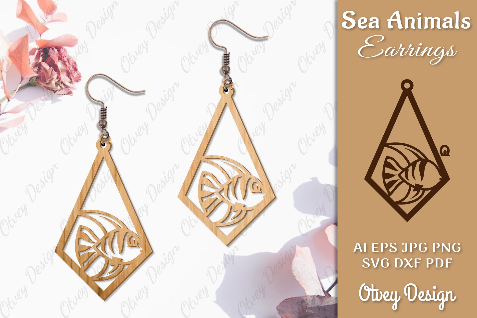 Sea Animals Earrings Laser Cut SVG Bundle 37 - CraftNest - Digital Crafting and Art
