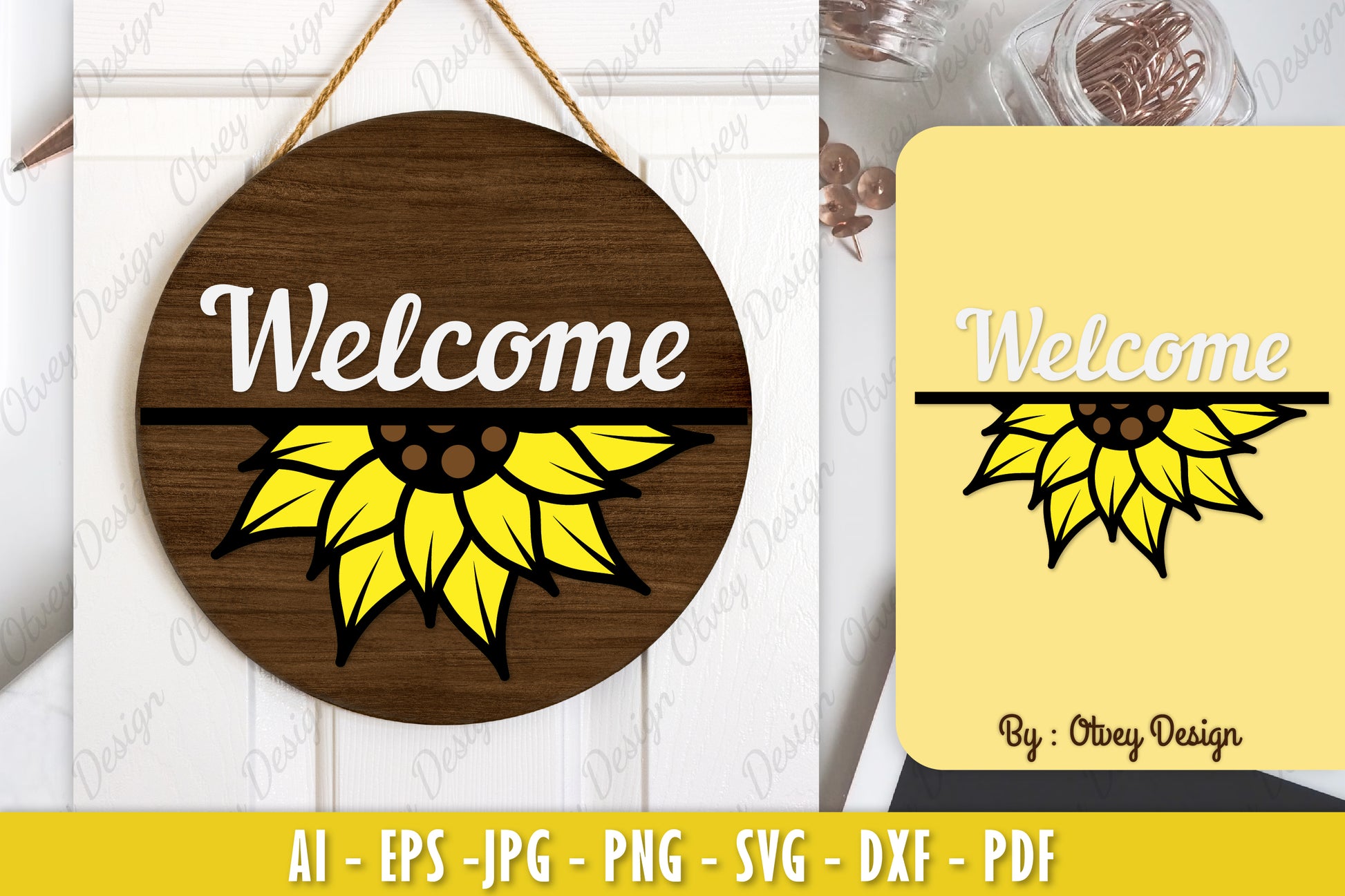 Sunflower Welcome Sign SVG Bundle 2 - CraftNest - Digital Crafting and Art