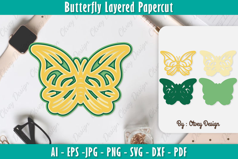 Butterfly Layered Papercut SVG Bundle 10 - CraftNest - Digital Crafting and Art