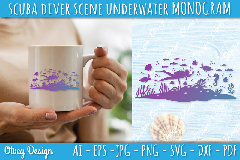 Scuba Diver Monogram SVG Bundle 2 - CraftNest - Digital Crafting and Art