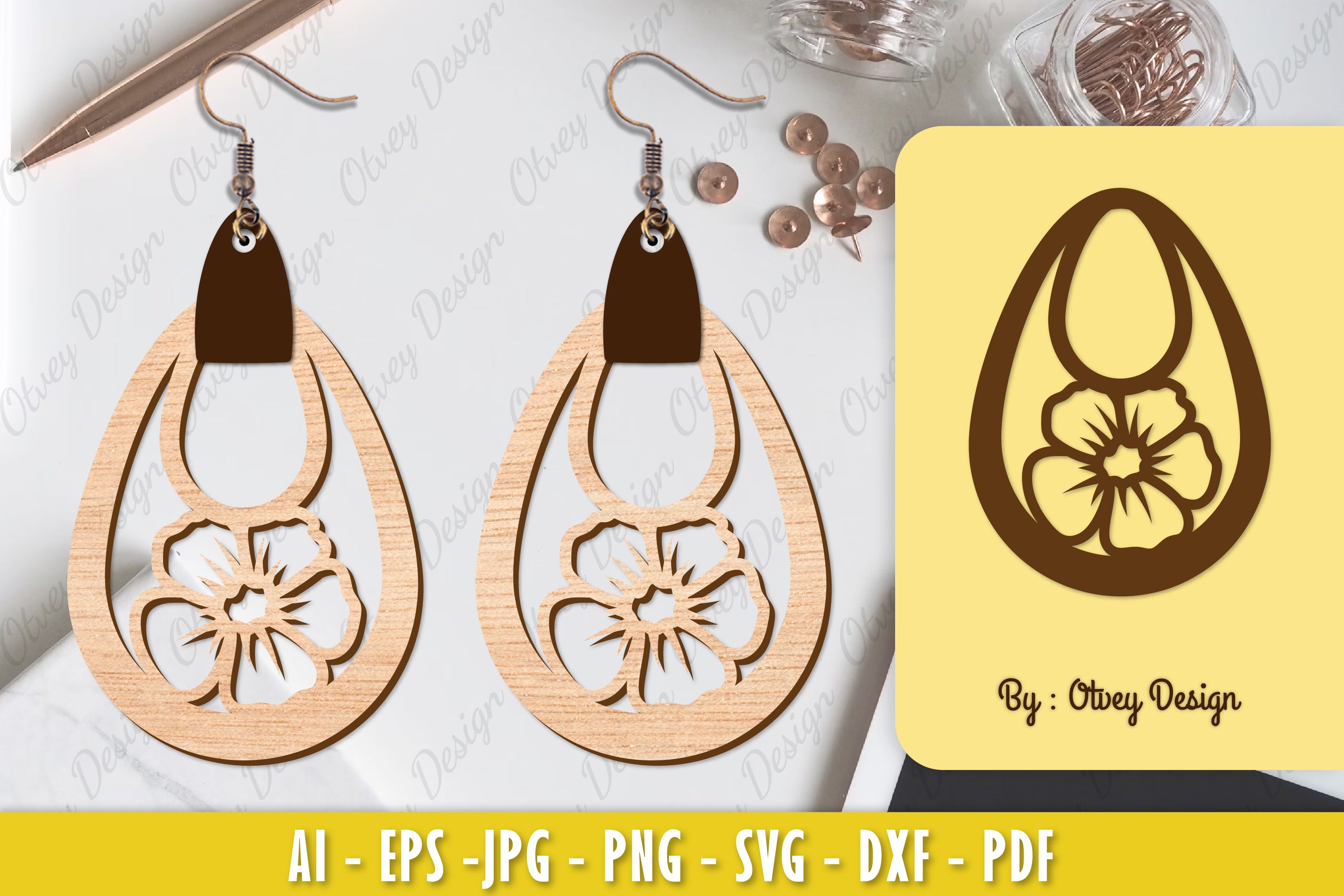 Flower Earring Laser Cut SVG Bundle 54 - CraftNest - Digital Crafting and Art