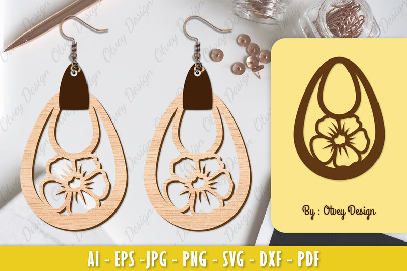 Flower Earring Laser Cut SVG Bundle 54 - CraftNest - Digital Crafting and Art