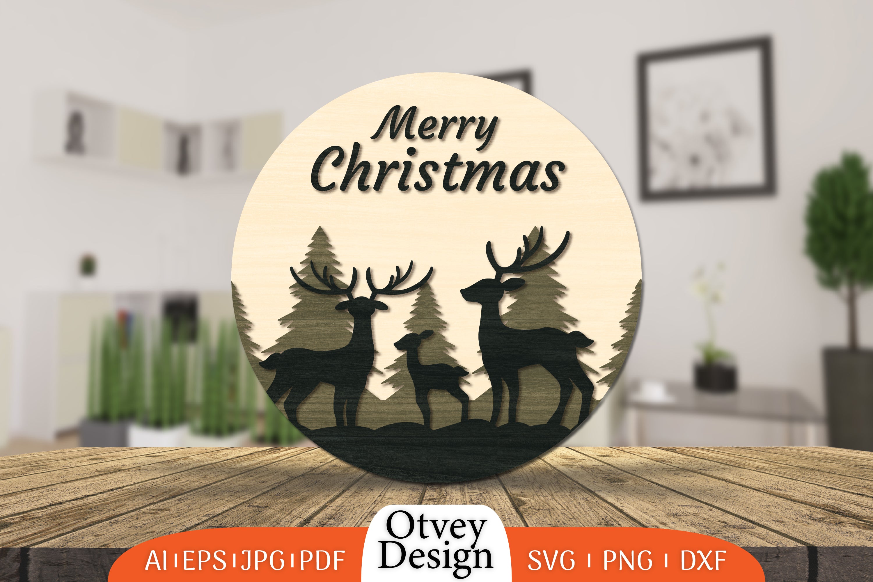 Christmas Deer Round Door Lasercut SVG Bundle 3 - CraftNest - Digital Crafting and Art