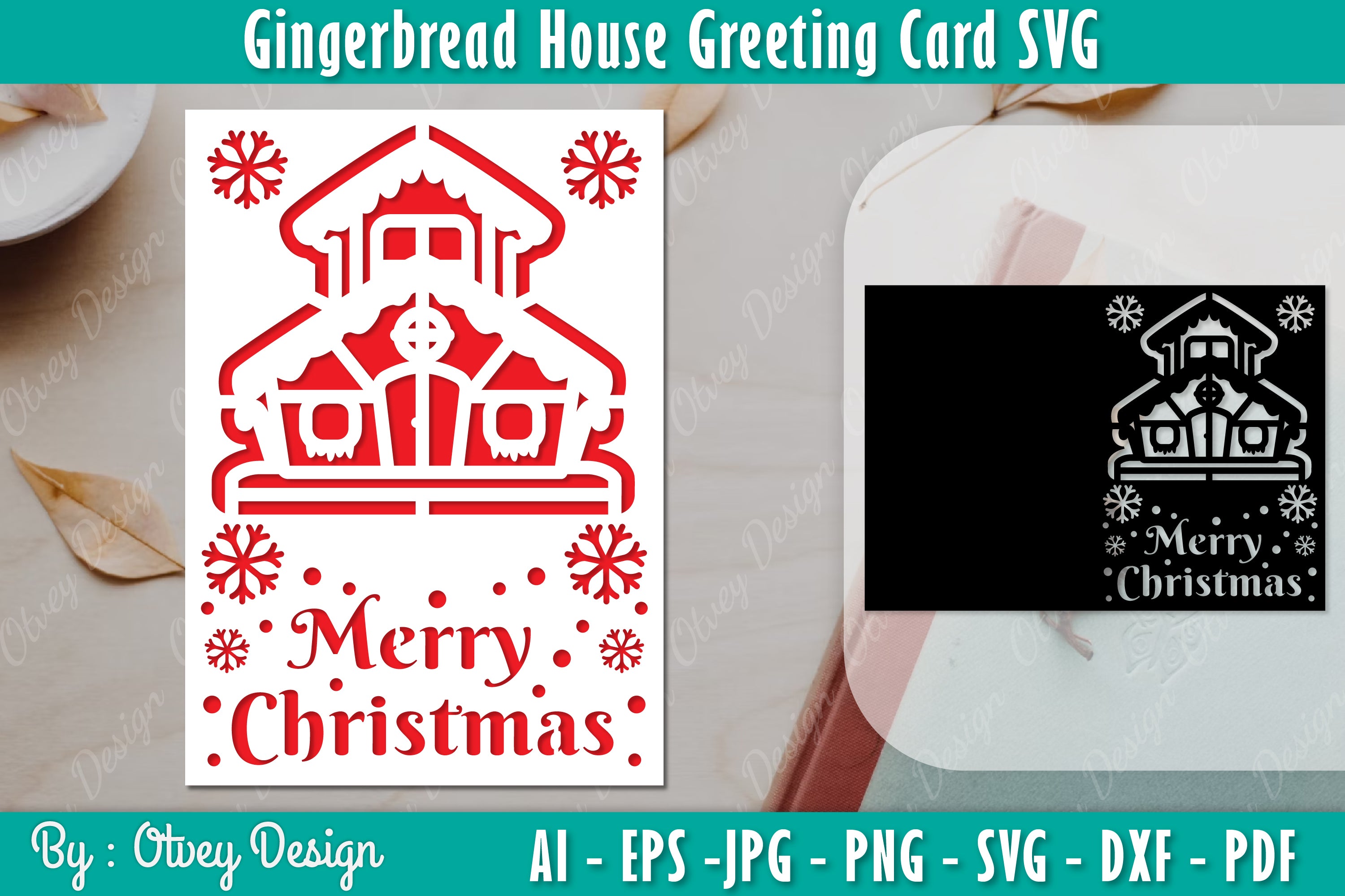 Gingerbread House Greeting Card SVG Bundle 6 - CraftNest - Digital Crafting and Art