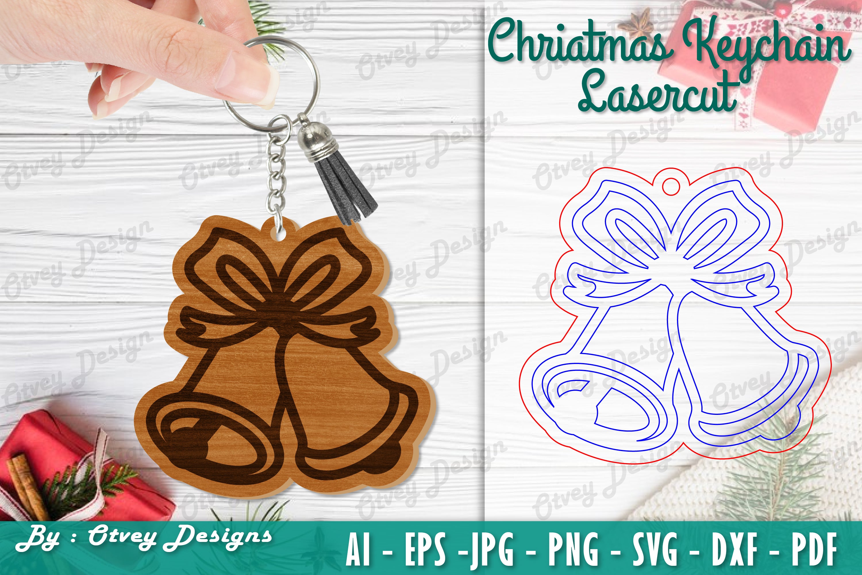 Christmas Keychain Lasercut SVG Bundle
