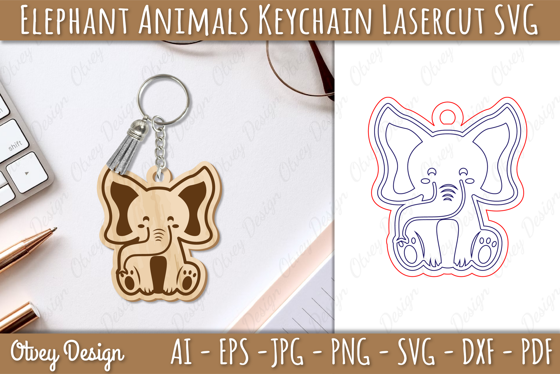 Elephant Keychain SVG Bundle - CraftNest - Digital Crafting and Art