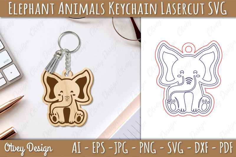 Elephant Keychain SVG Bundle - CraftNest - Digital Crafting and Art