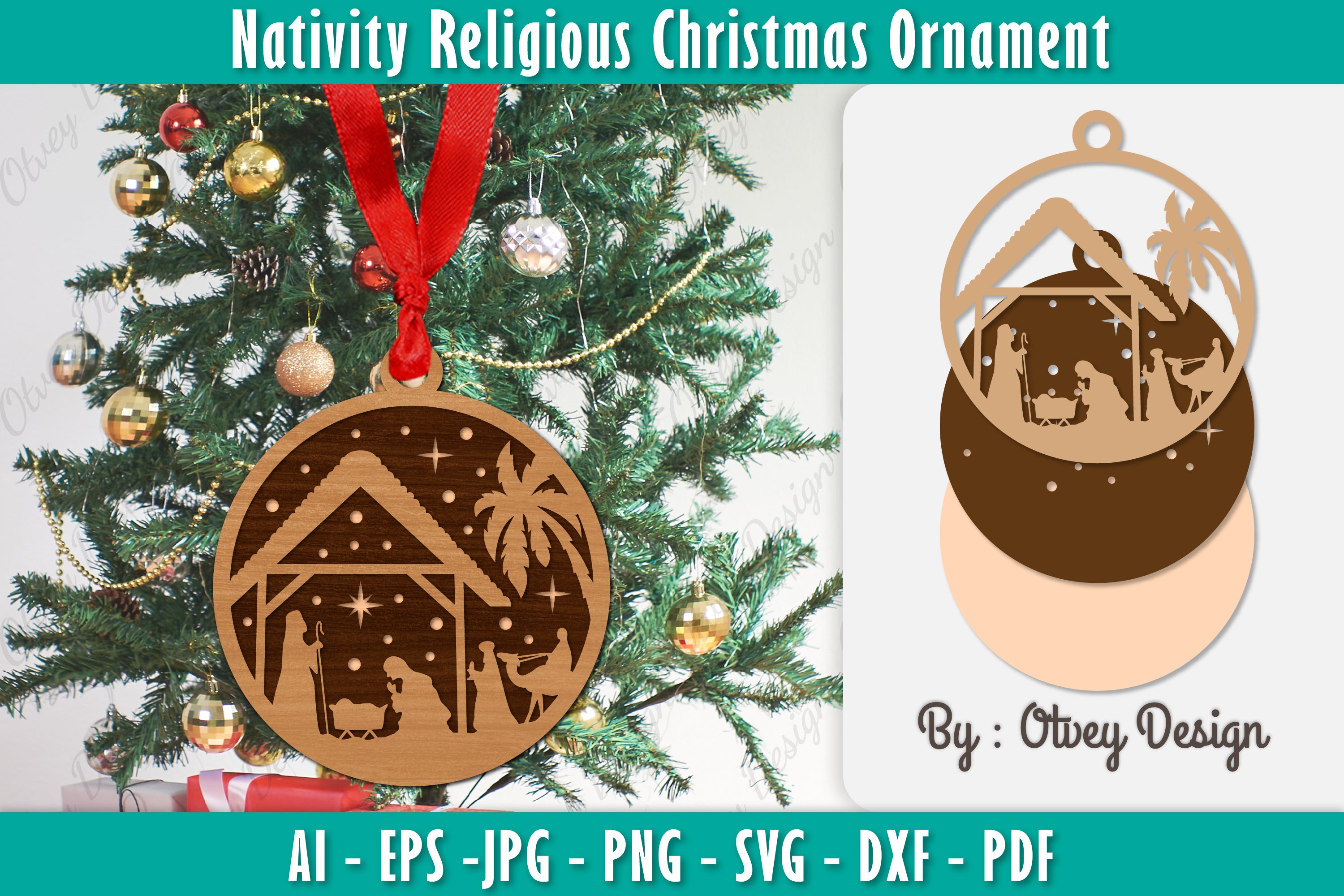 Nativity Religious Christmas Ornament SVG Bundle 6 - CraftNest - Digital Crafting and Art