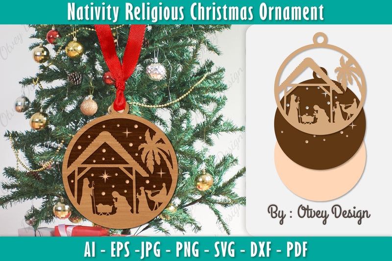 Nativity Religious Christmas Ornament SVG Bundle 6 - CraftNest - Digital Crafting and Art