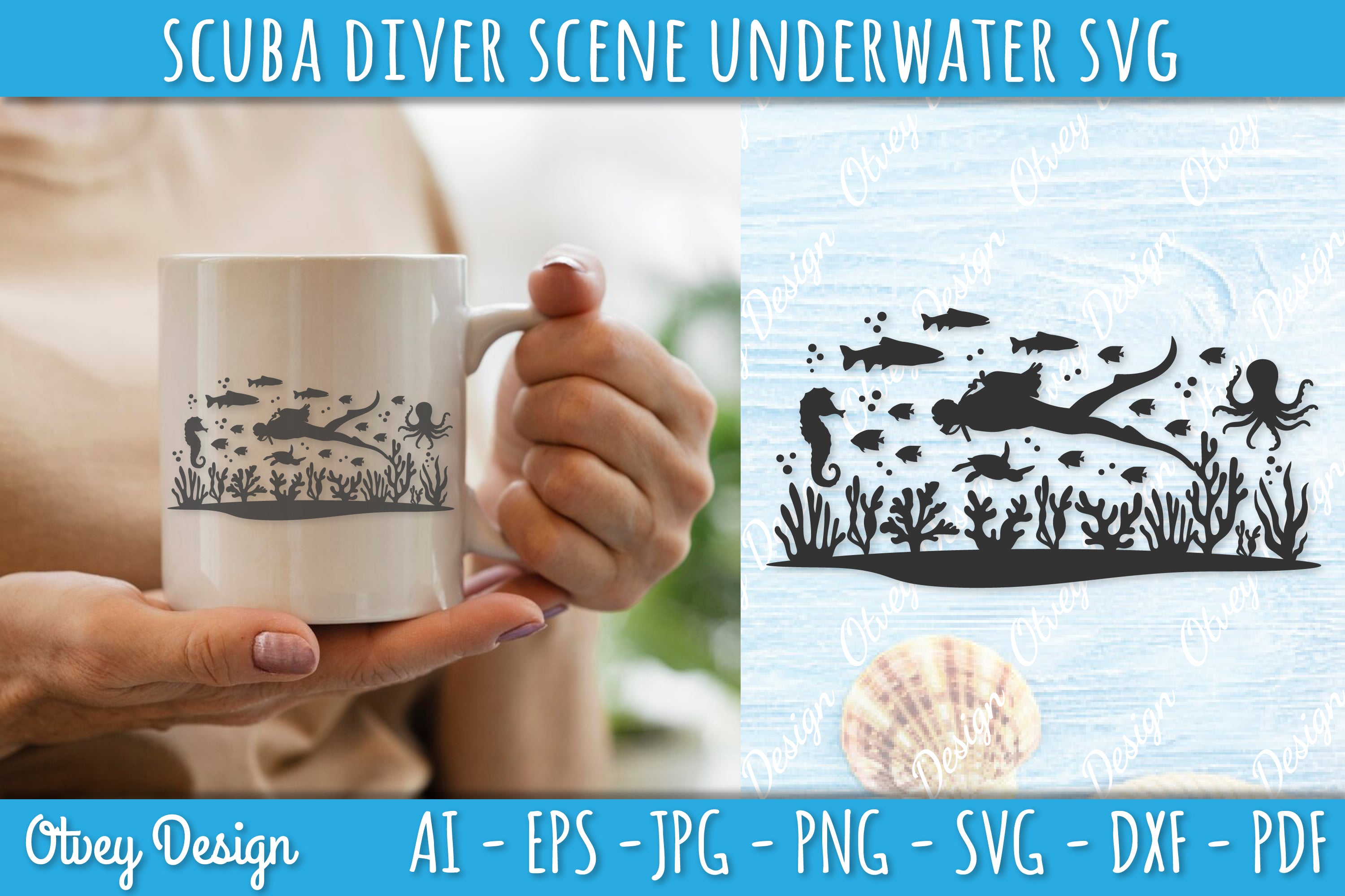 Scuba Diver Underwater World SVG Bundle 8 - CraftNest - Digital Crafting and Art