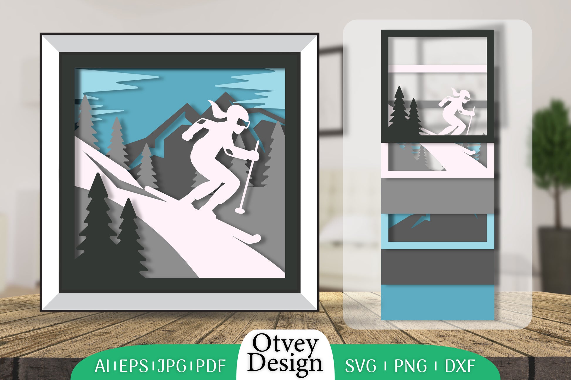 Ski 3D Shadowbox Layered SVG Bundle 3 - CraftNest - Digital Crafting and Art