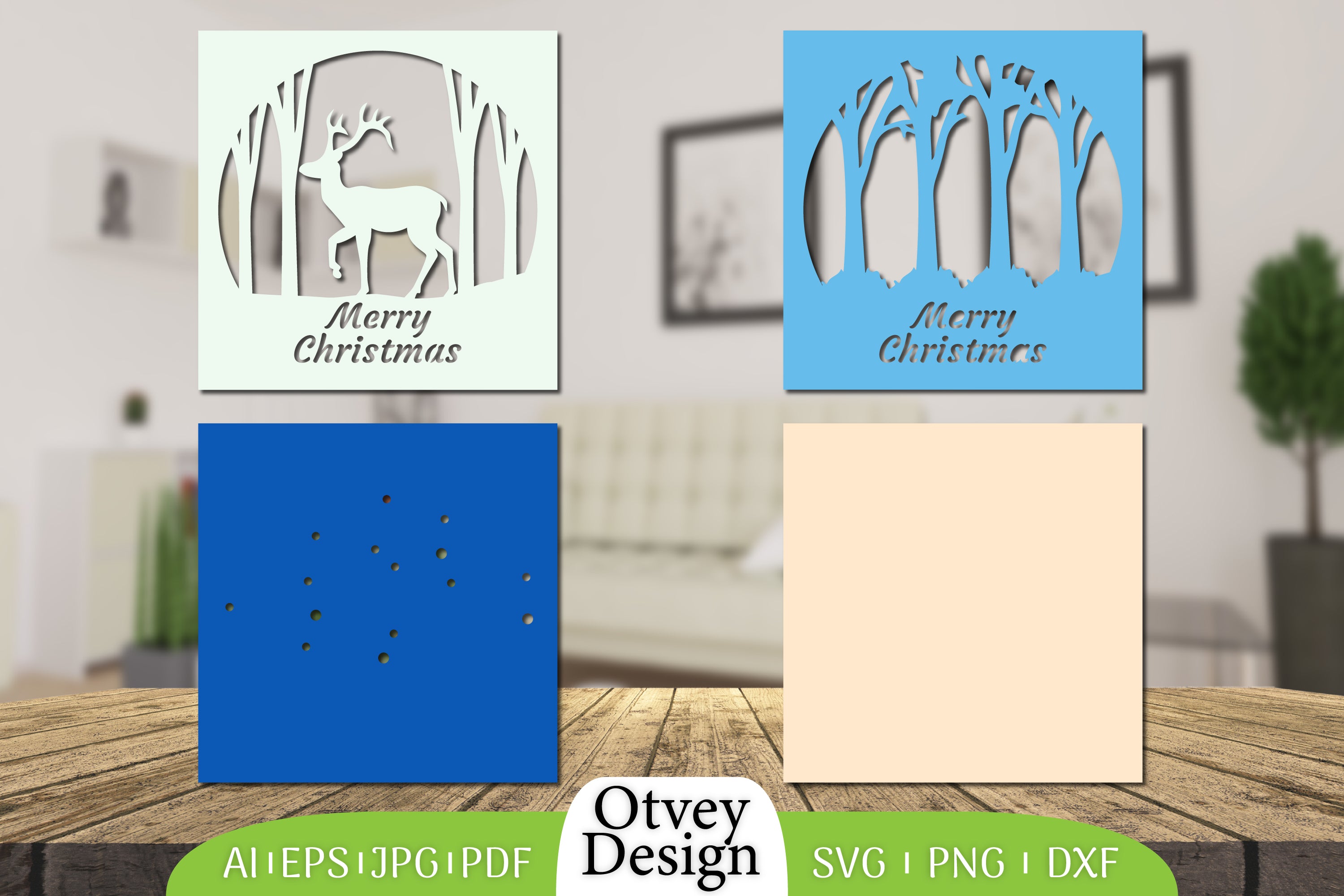 Merry Christmas Deer 3D Shadow Box Papercut SVG Bundle 7 - CraftNest - Digital Crafting and Art