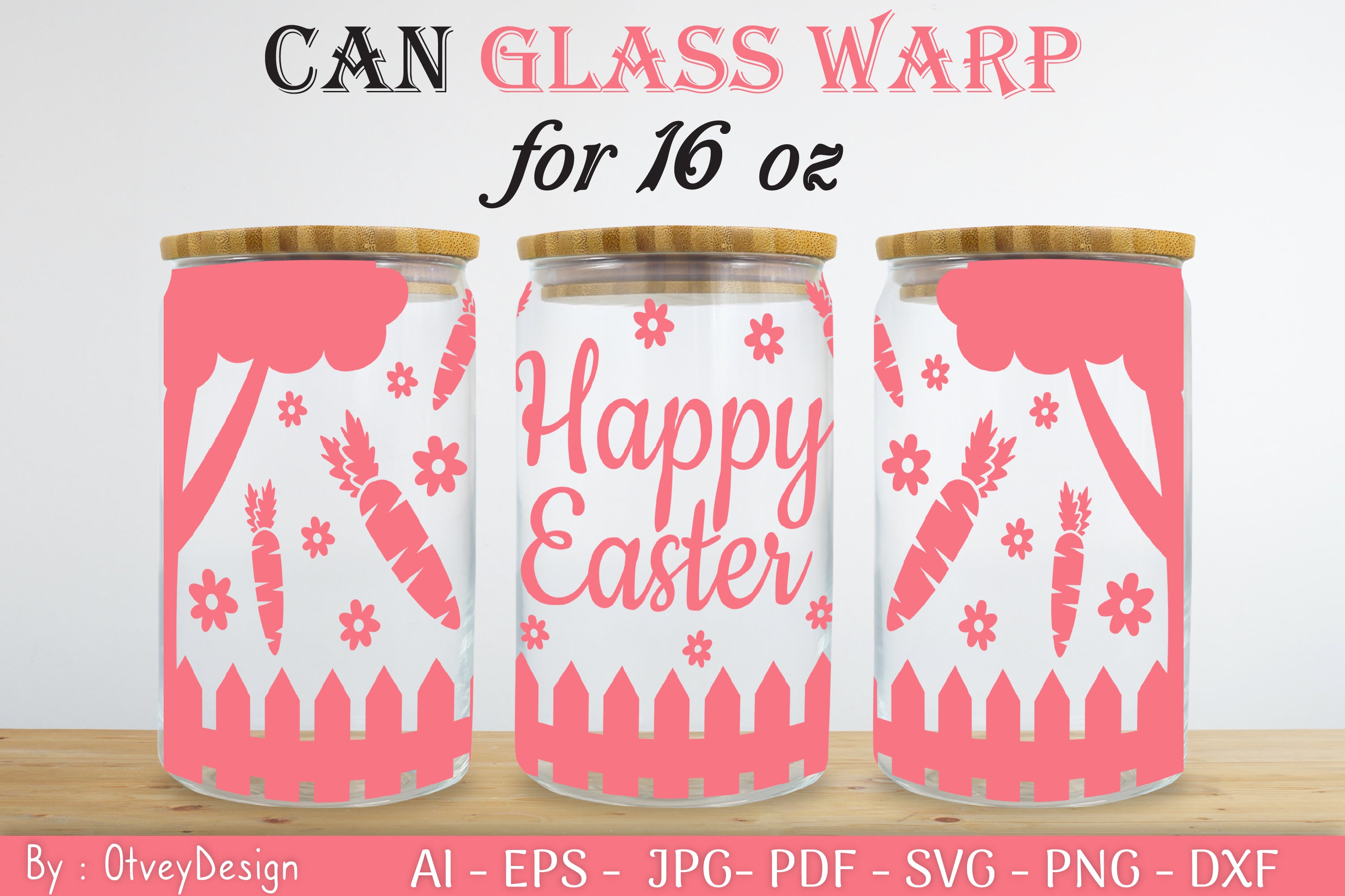 Happy Easter Day 16oz Can Glass Wrap SVG Bundle 7 - CraftNest - Digital Crafting and Art