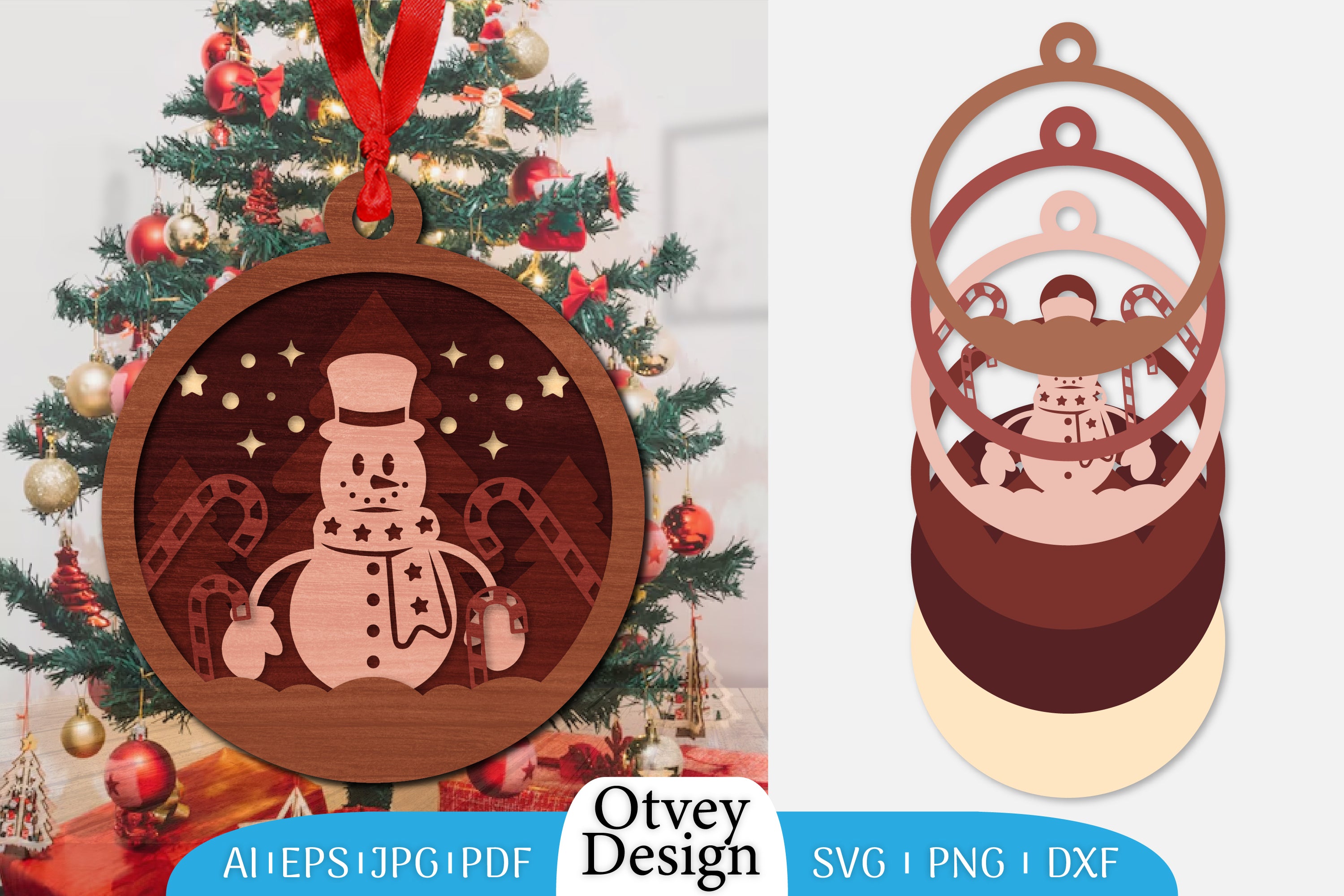 Christmas Snowman Ornament SVG Bundle 4 - CraftNest - Digital Crafting and Art