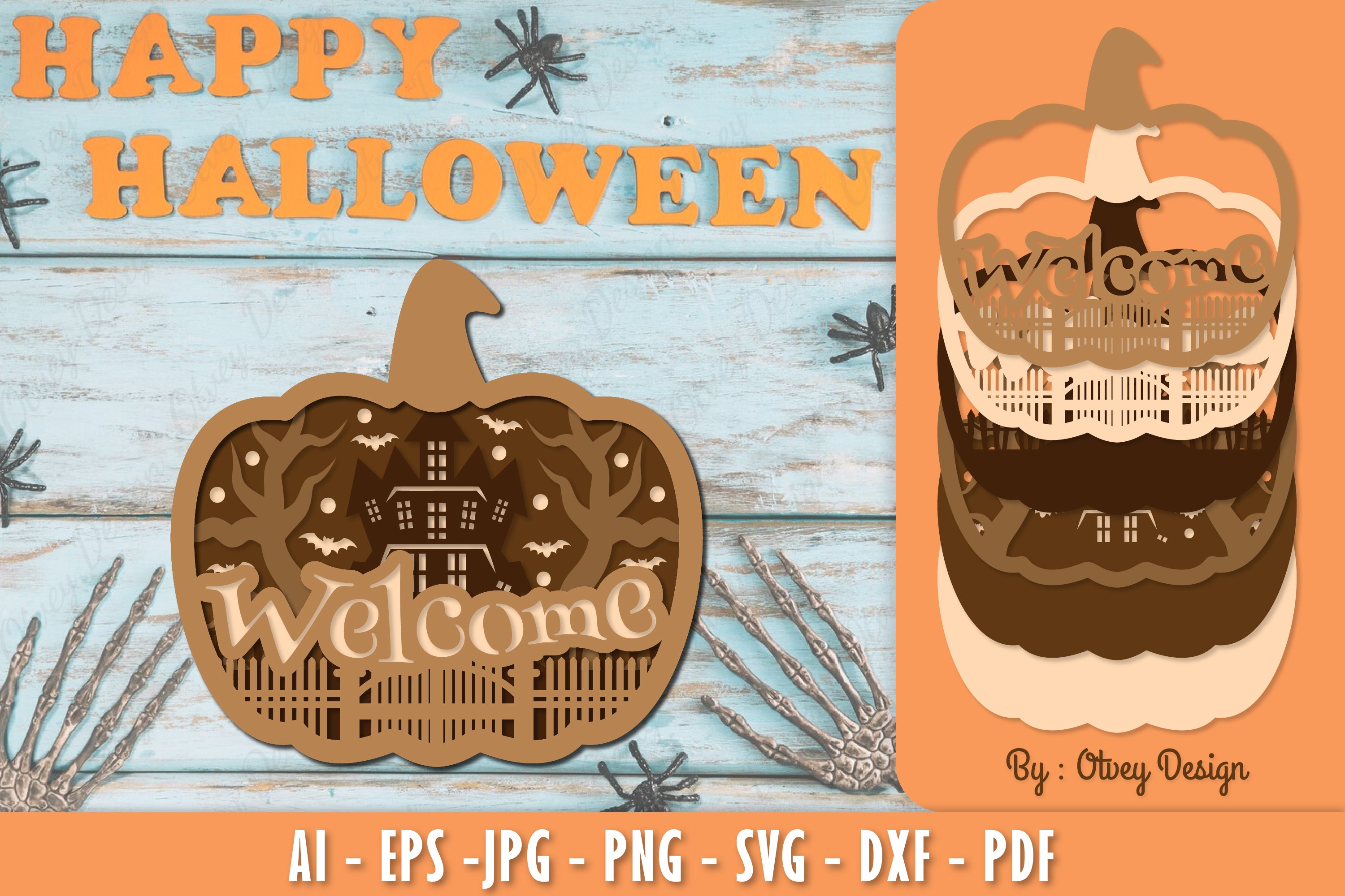 Welcome Halloween Lasercut SVG Bundle 4 - CraftNest - Digital Crafting and Art