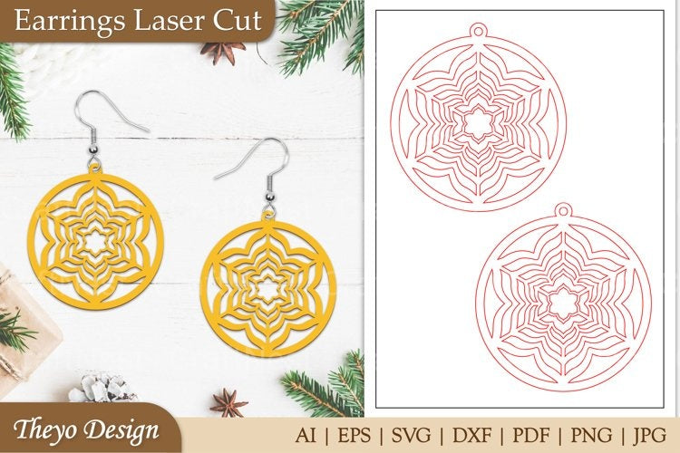 Lasercut Mandala Earrings SVG Bundle