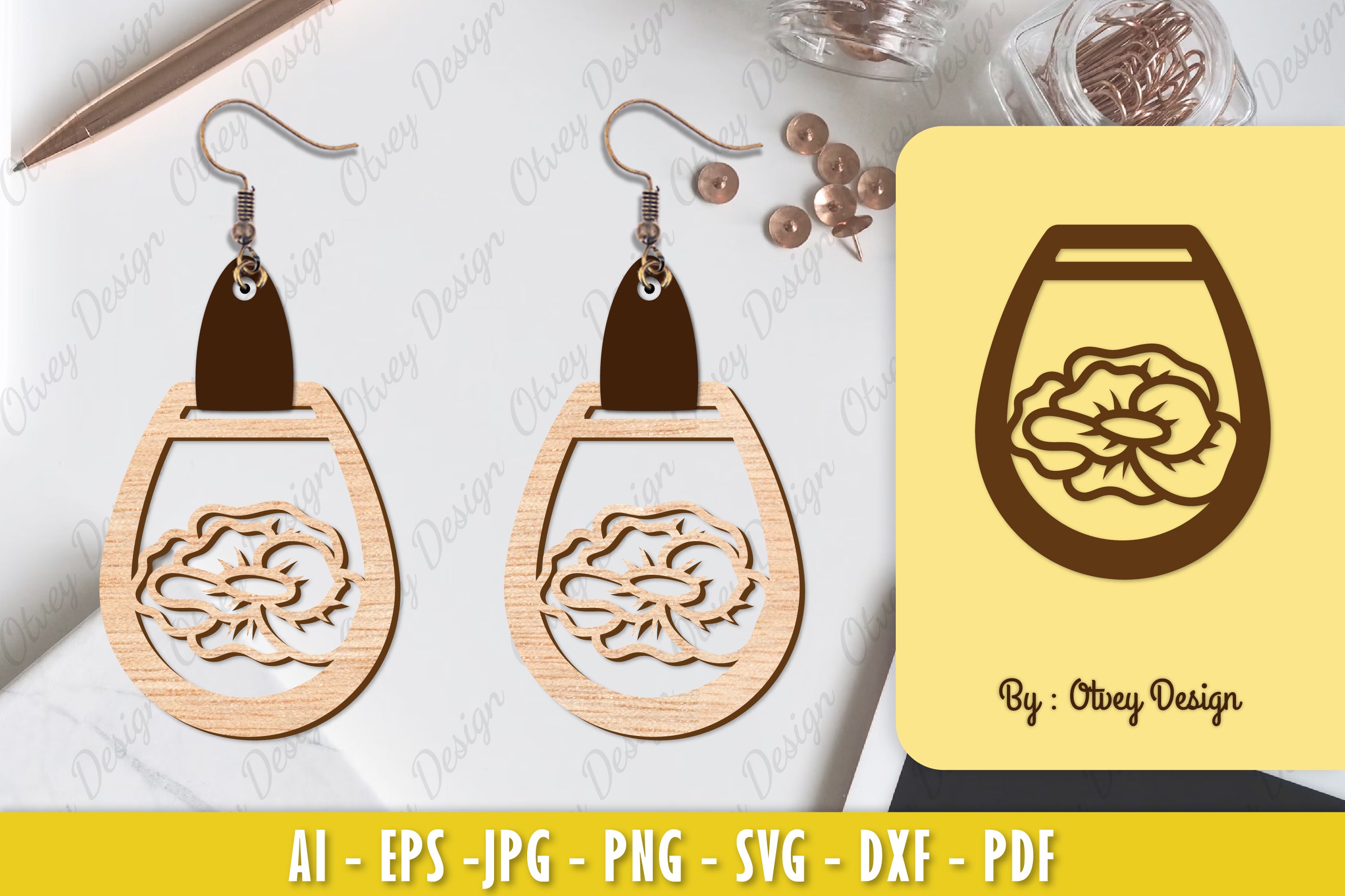 Flower Earring Laser Cut SVG Bundle 85 - CraftNest - Digital Crafting and Art