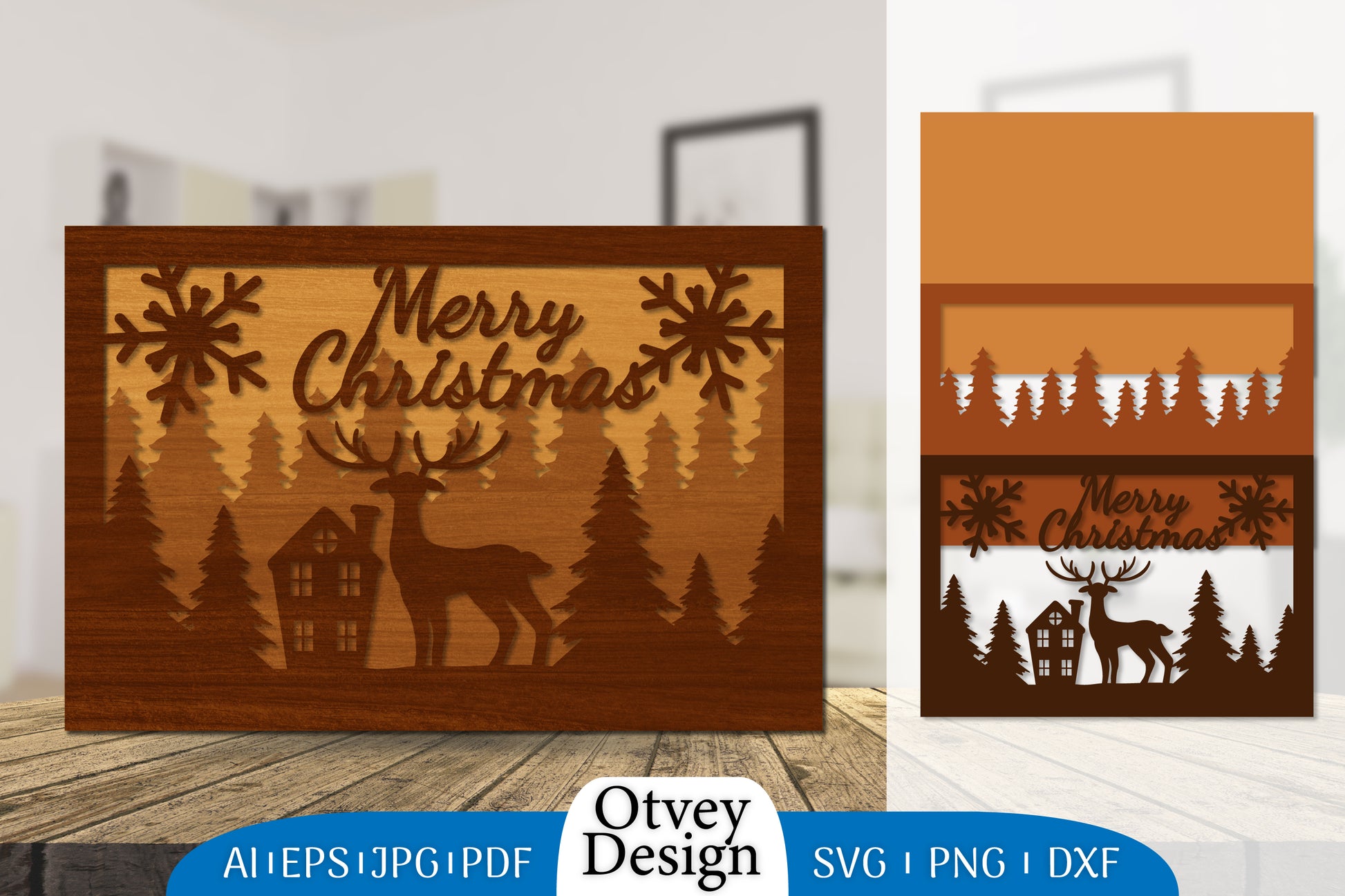 Christmas Deer Layered Lasercut SVG Bundle 5 - CraftNest - Digital Crafting and Art